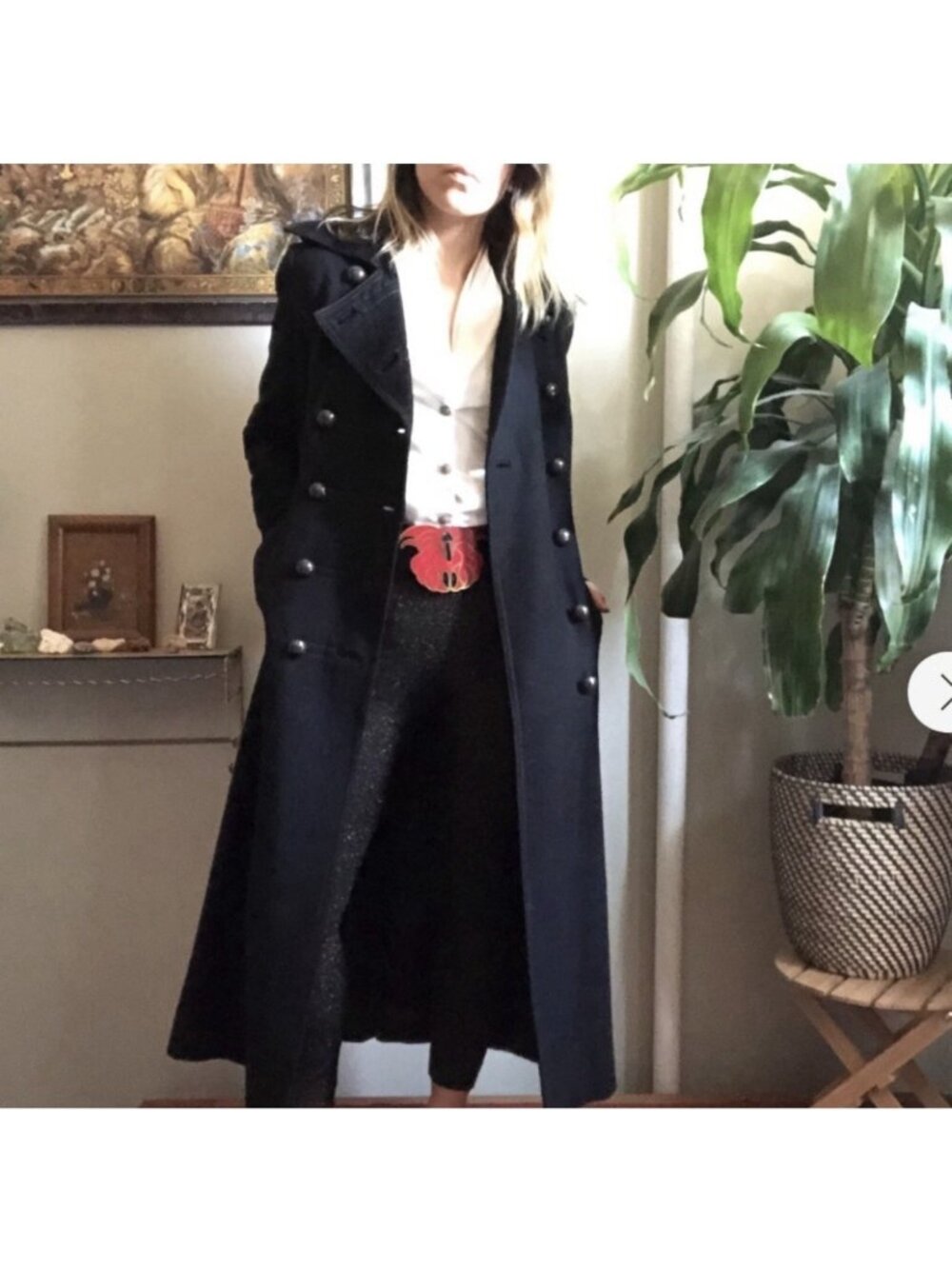 Vintage Y2K JLO Jennifer Lopez Double Breasted Military Wool Duster Trench Coat